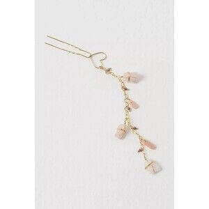 Ariana Ost Free People Dripping Stones Delicate Hairpin Hearts Rose Quartz NWOT